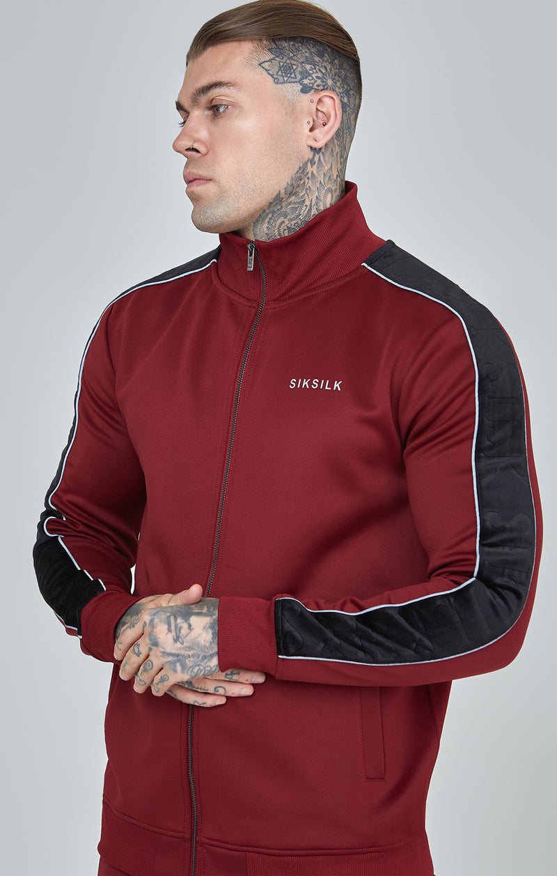 Burgundy Velour Panelled Track Top