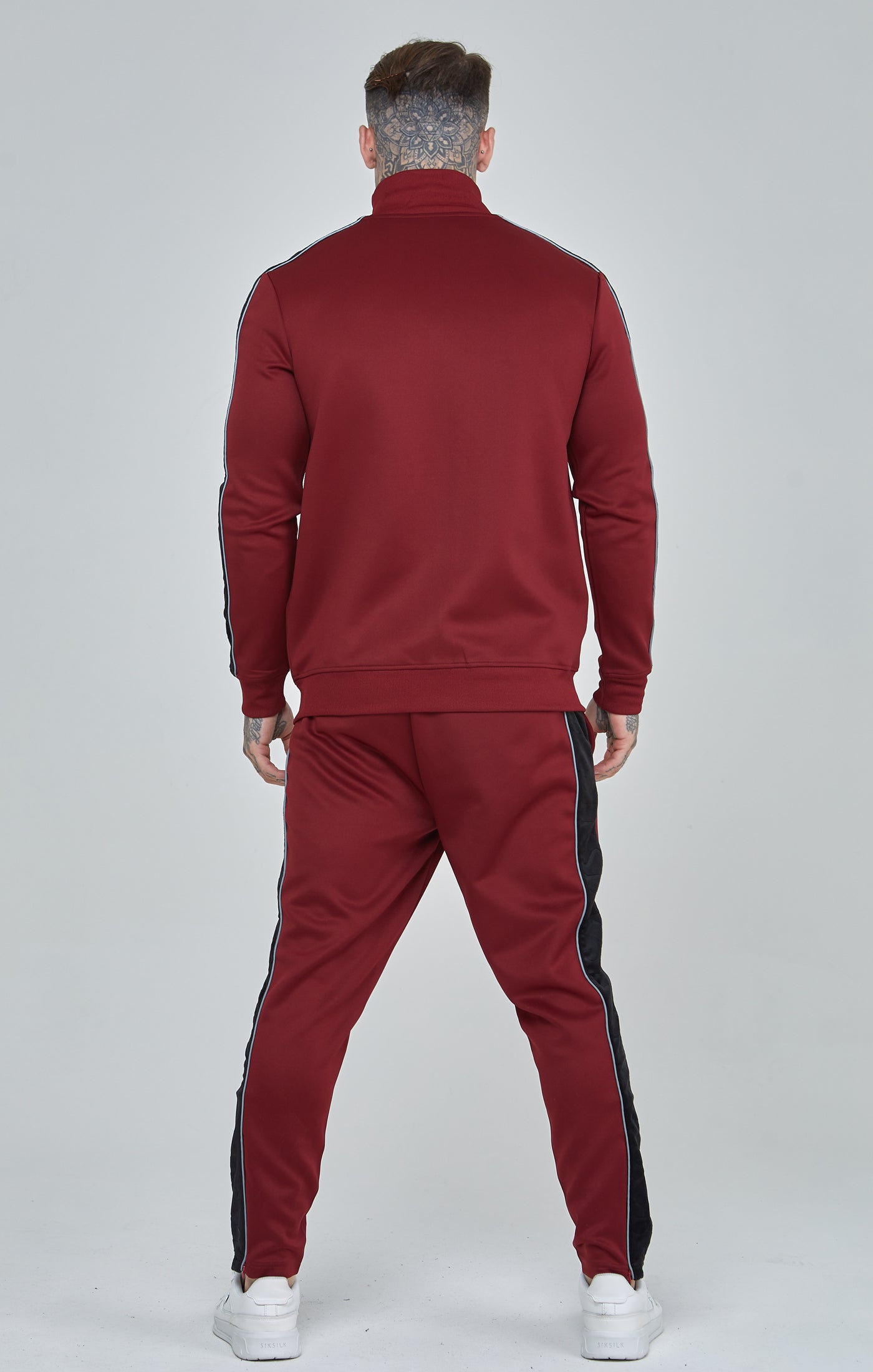 Load image into Gallery viewer, Burgundy Velour Panelled Track Top (4)