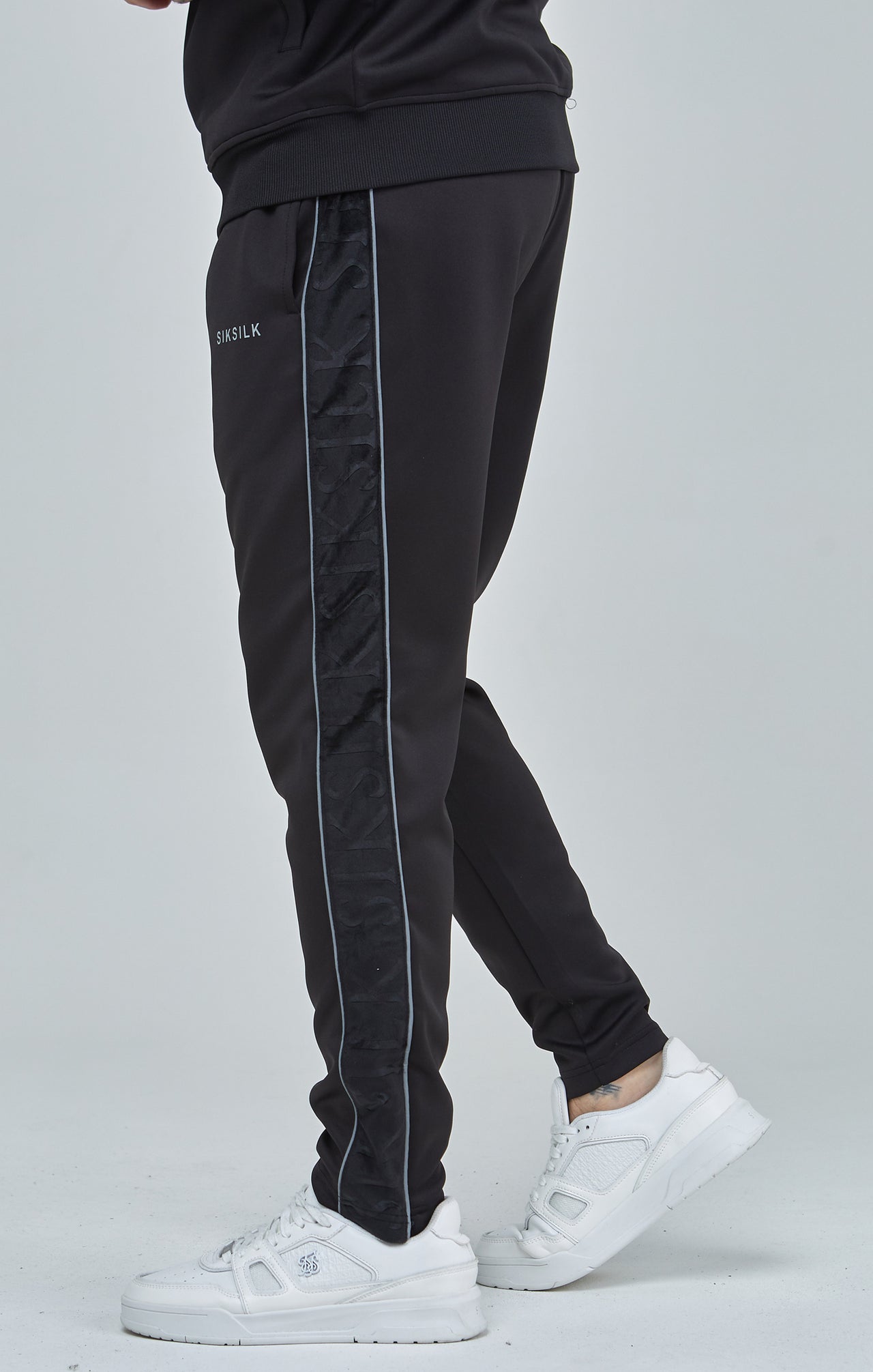 Black Velour Panelled Track Pants (2)