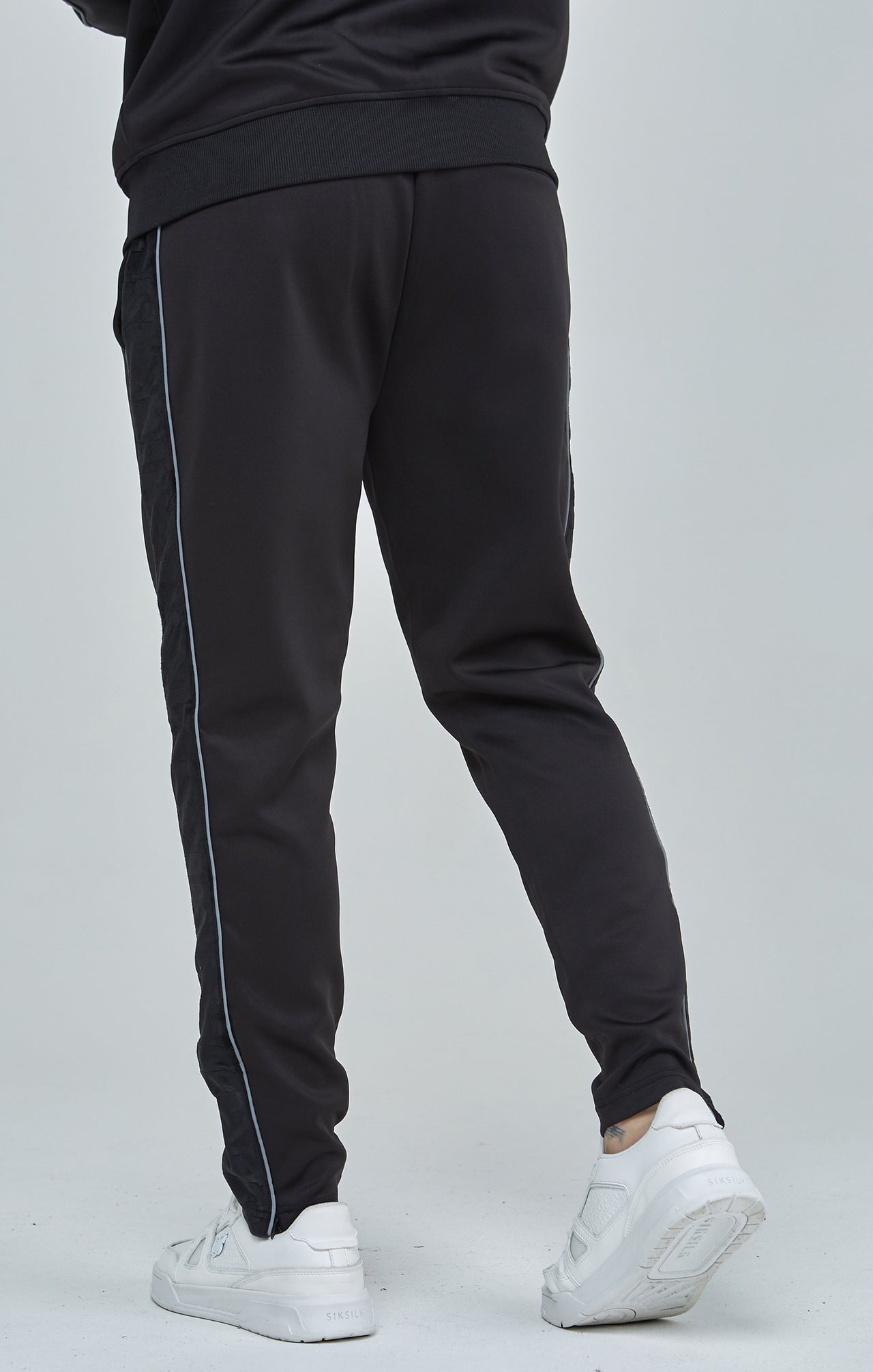 Black Velour Panelled Track Pants (3)