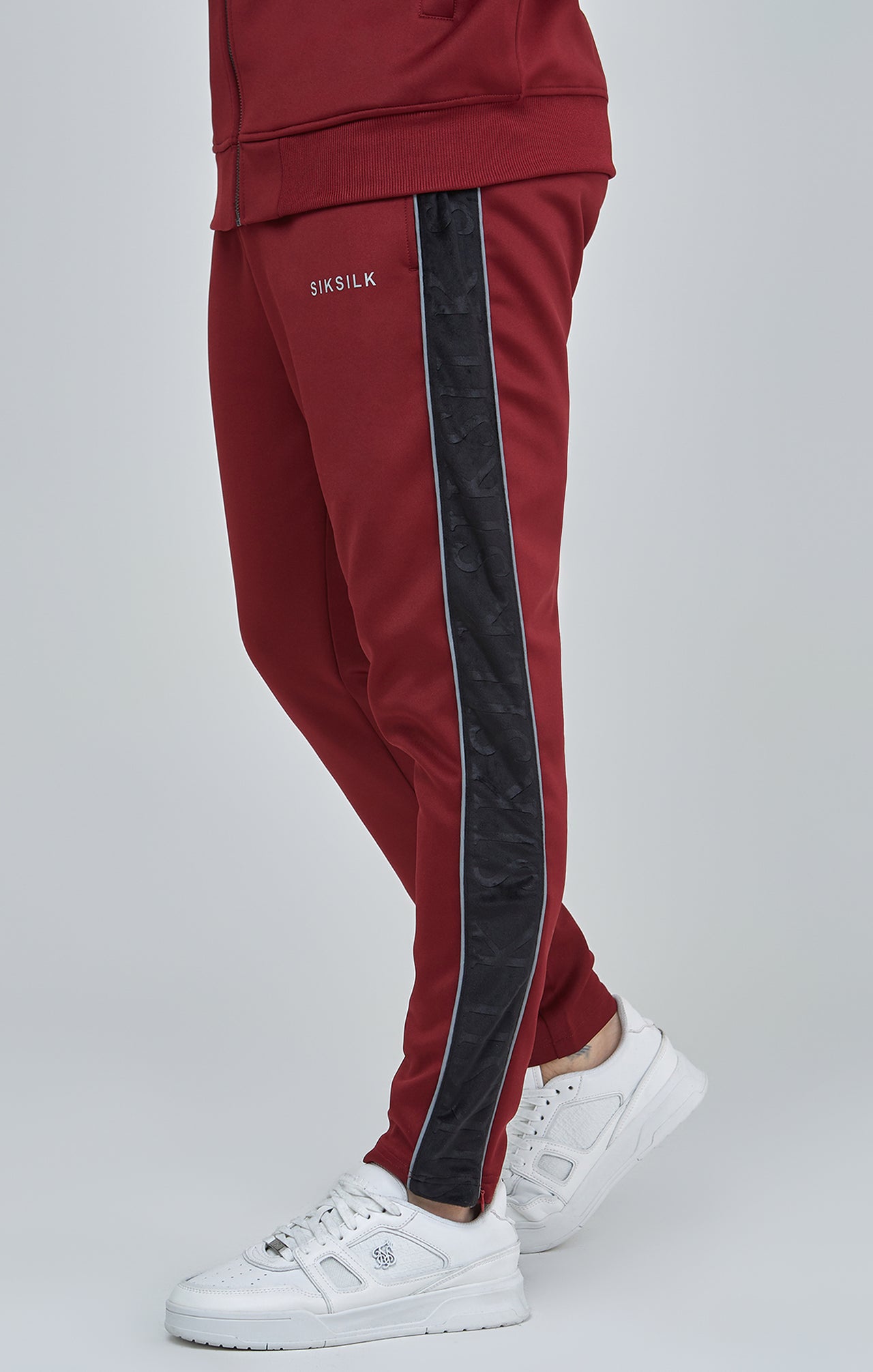 Burgundy Velour Panelled Track Pants