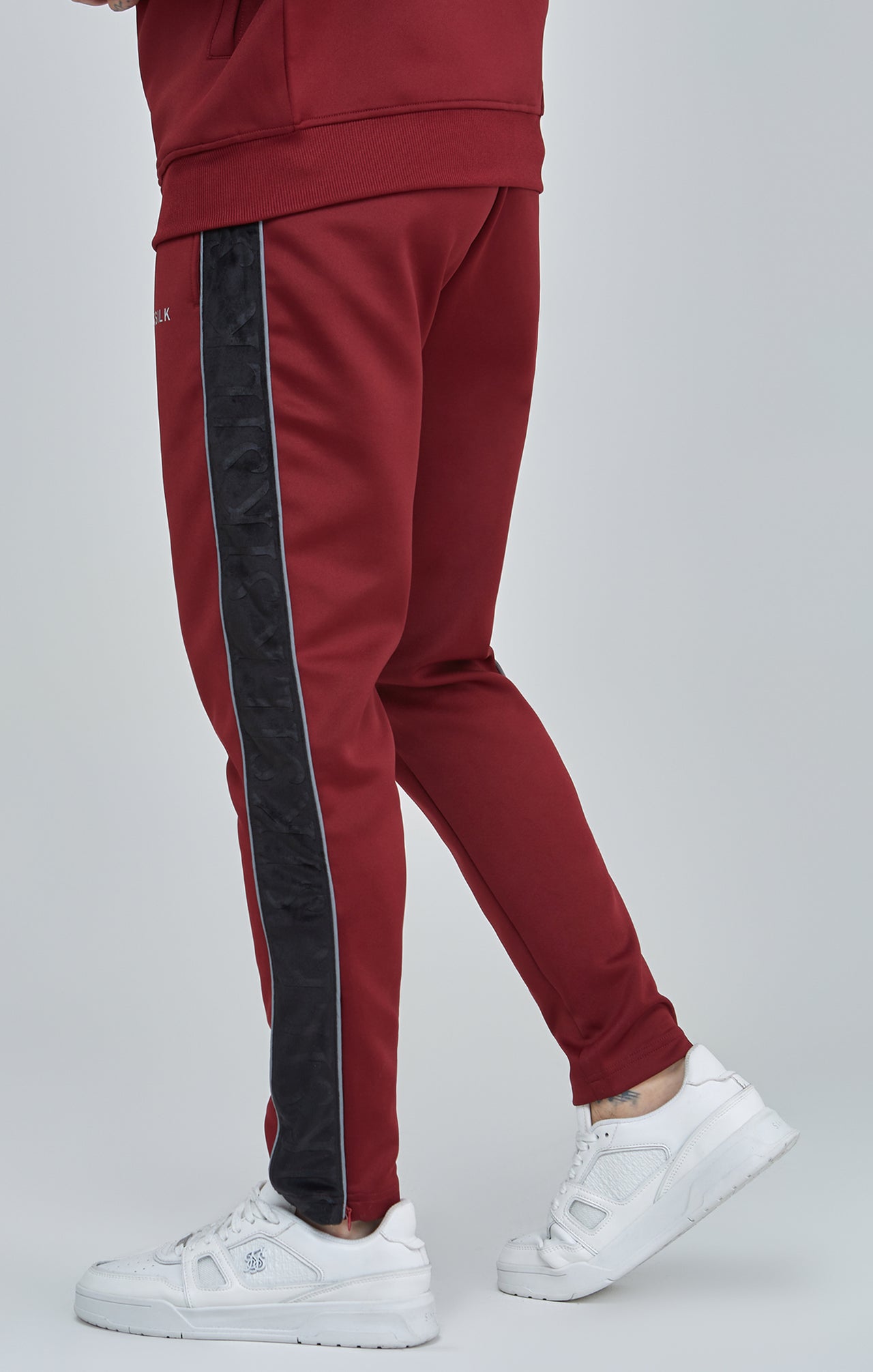 Burgundy Velour Panelled Track Pants (2)