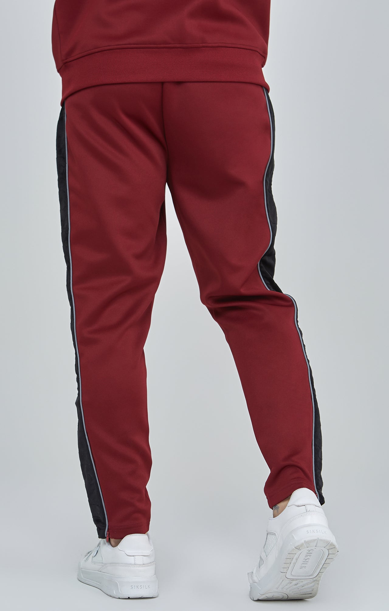 Burgundy Velour Panelled Track Pants (3)