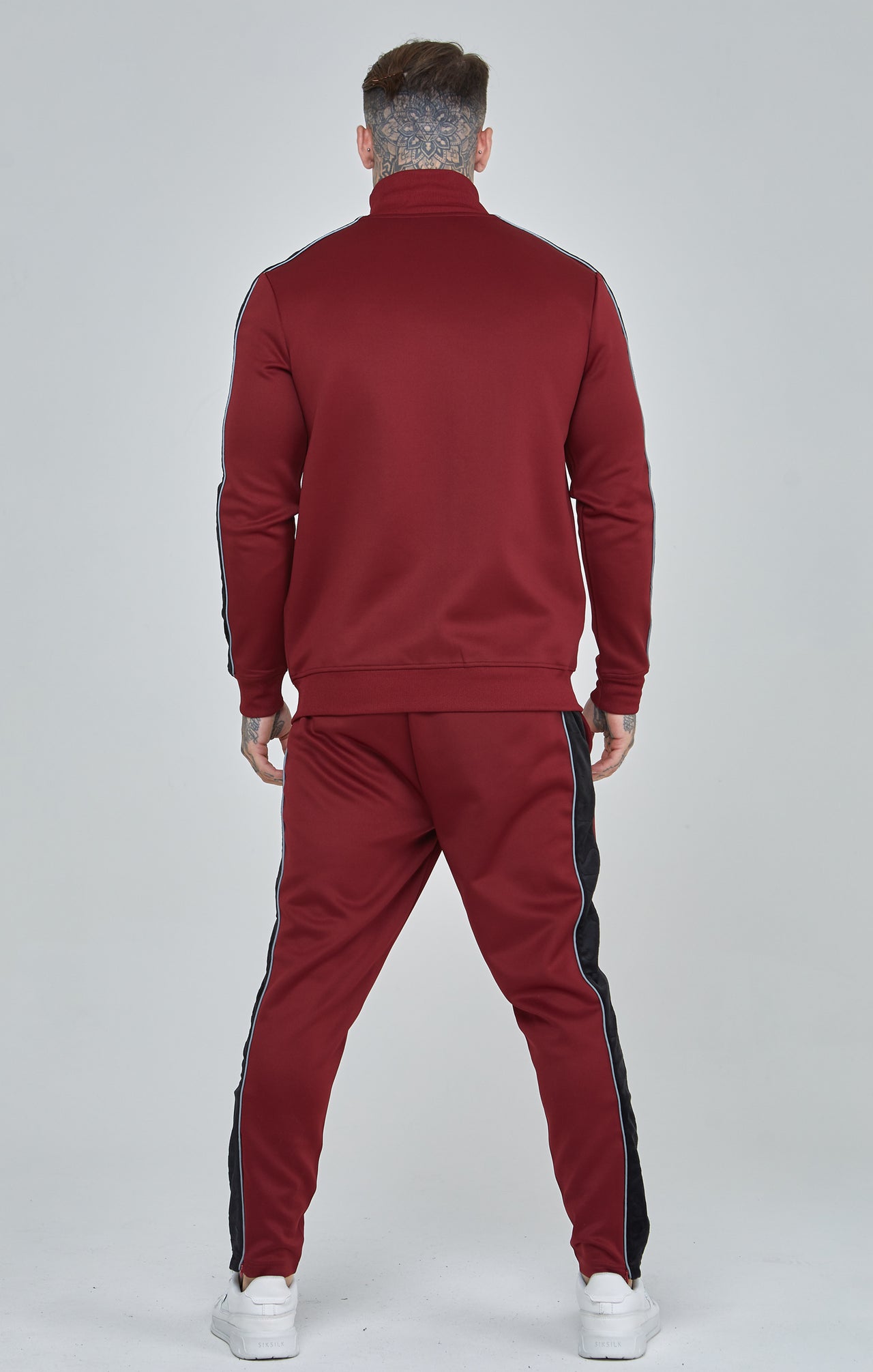 Burgundy Velour Panelled Track Pants (4)