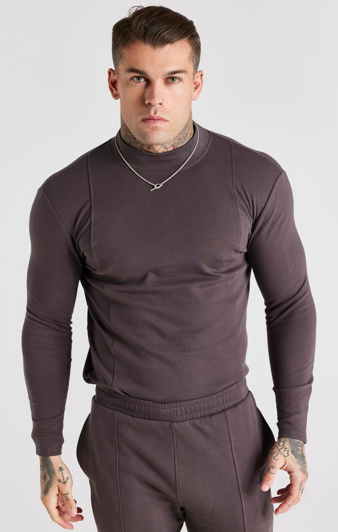 Grey Turtle Neck Long Sleeve T-Shirt