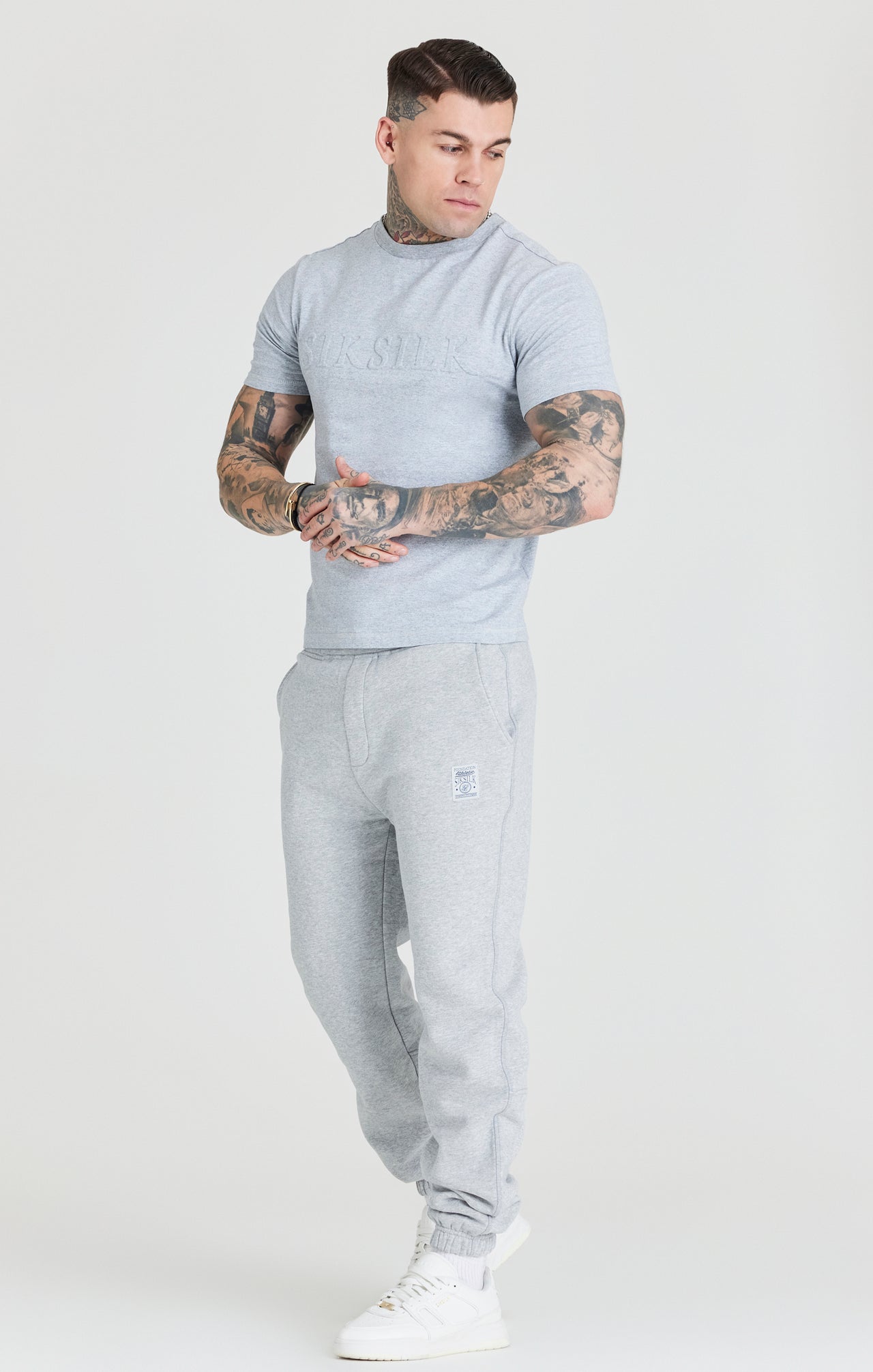 Grey Marl Embossed Relaxed Fit T-Shirt (2)