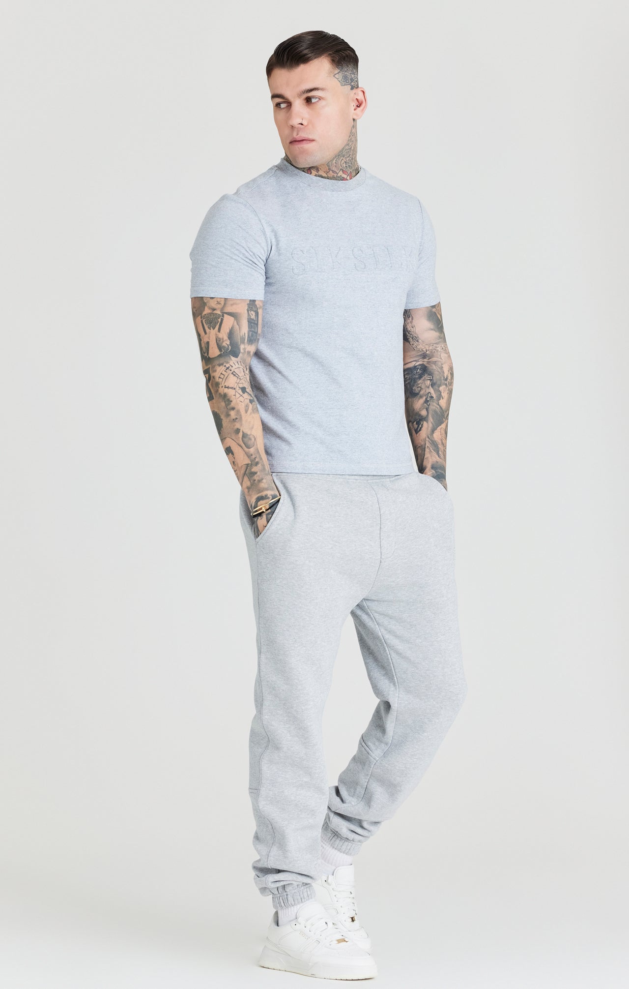 Grey Marl Embossed Relaxed Fit T-Shirt (3)