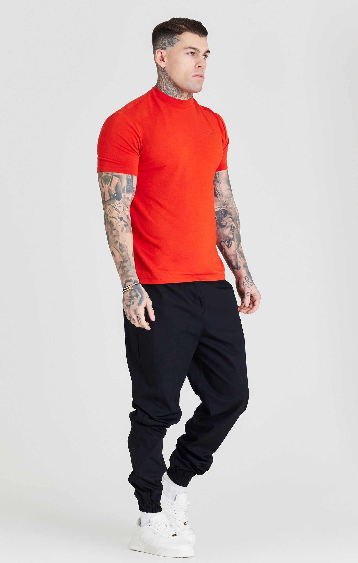 Load image into Gallery viewer, Red High Neck Viscose Muscle Fit T-Shirt (2)