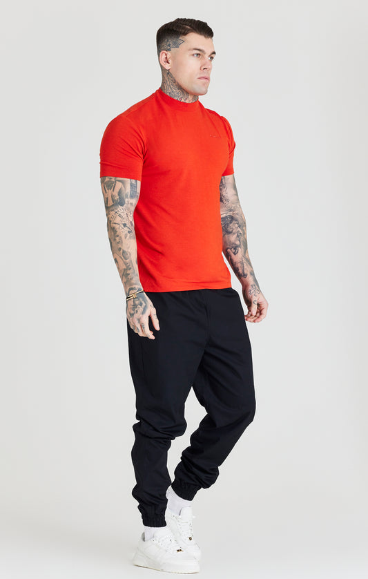 Red High Neck Viscose Muscle Fit T-Shirt