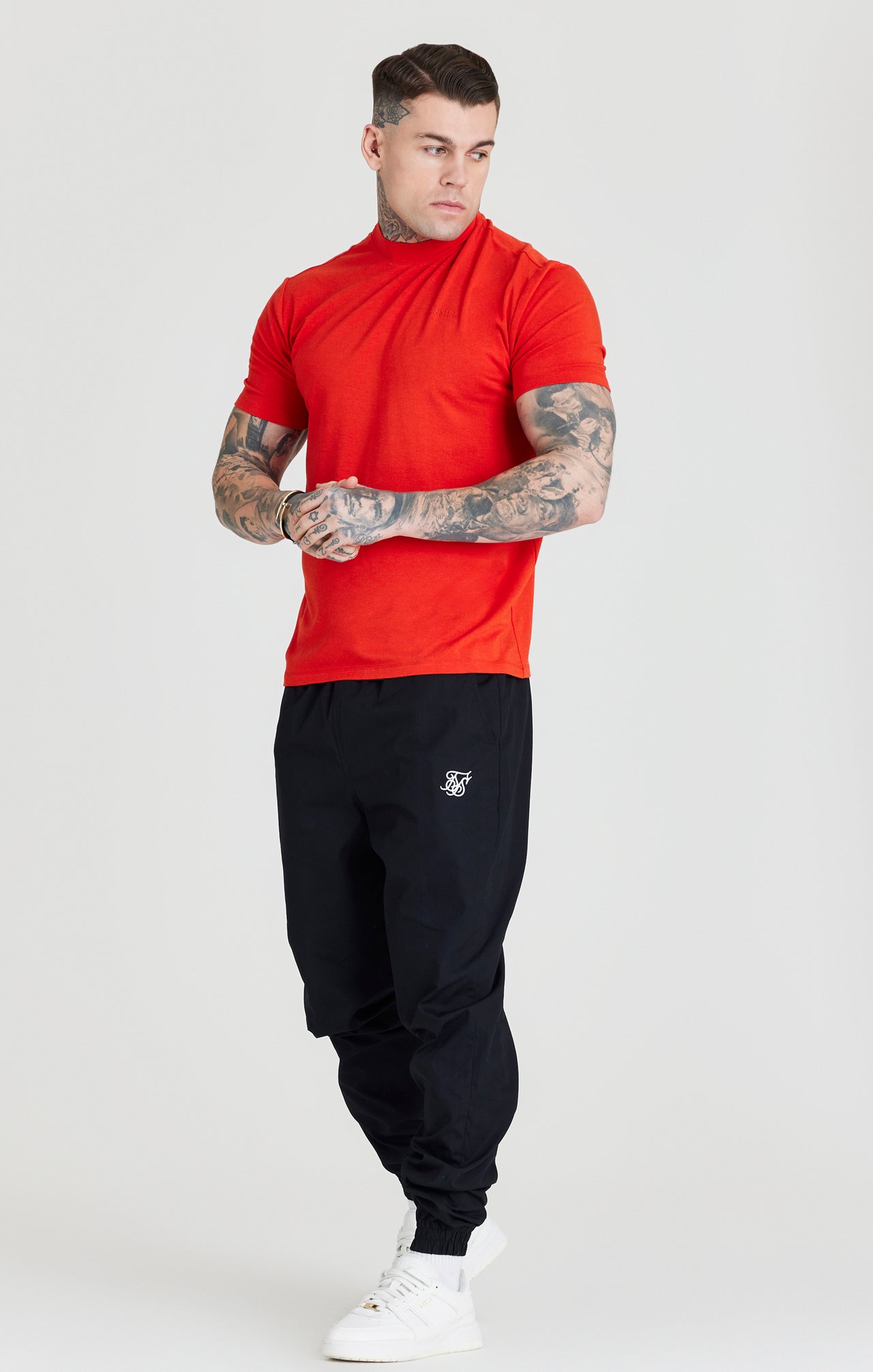 Red High Neck Viscose Muscle Fit T-Shirt (4)