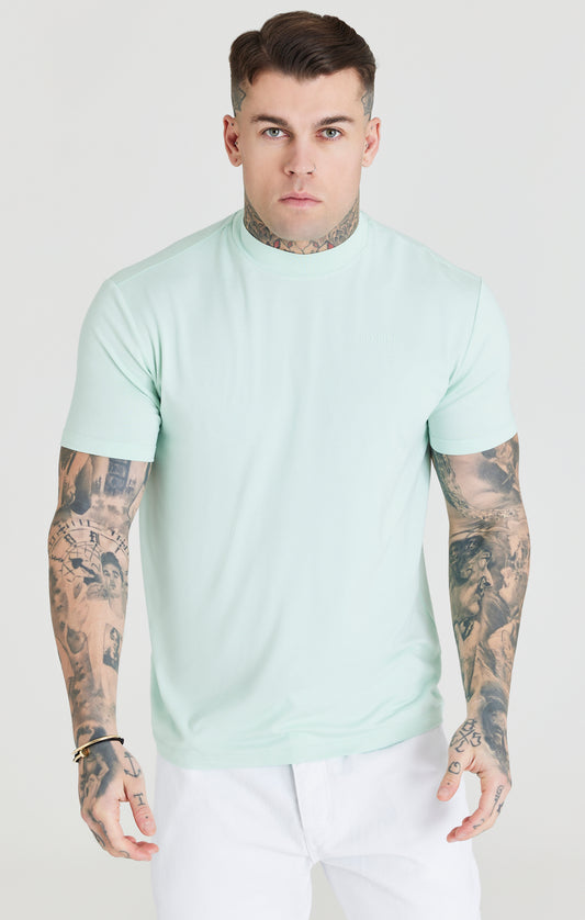 Teal High Neck Viscose Muscle Fit T-Shirt