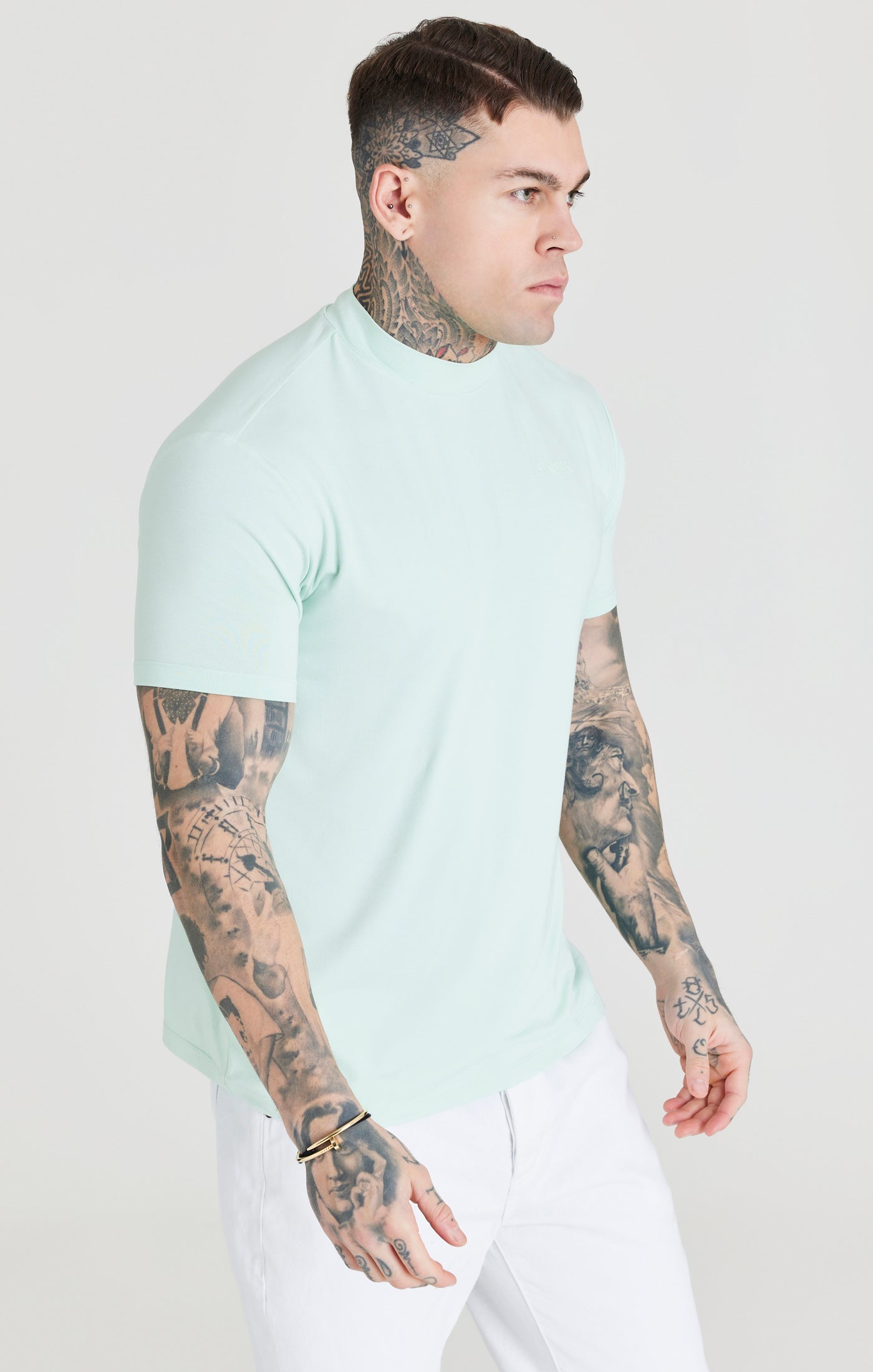 Load image into Gallery viewer, Teal High Neck Viscose Muscle Fit T-Shirt (1)