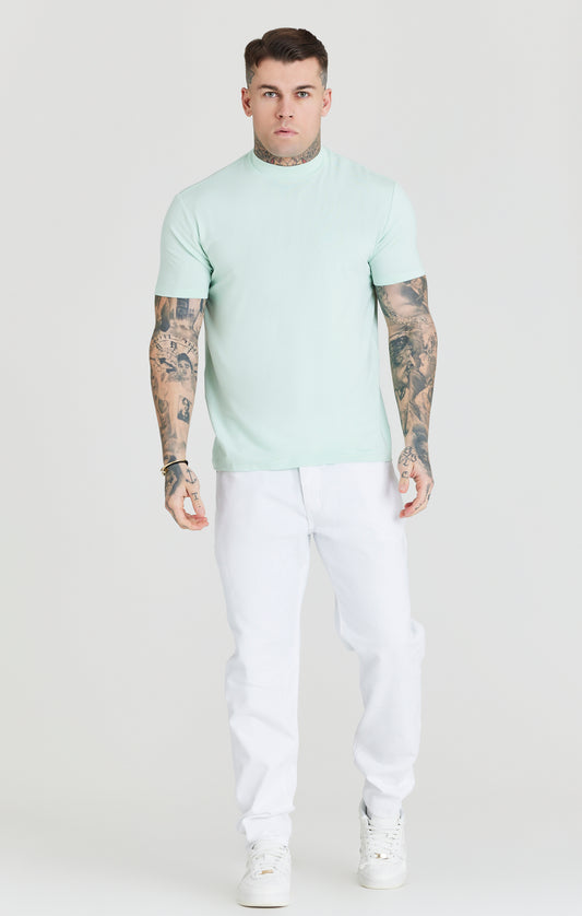 Teal High Neck Viscose Muscle Fit T-Shirt