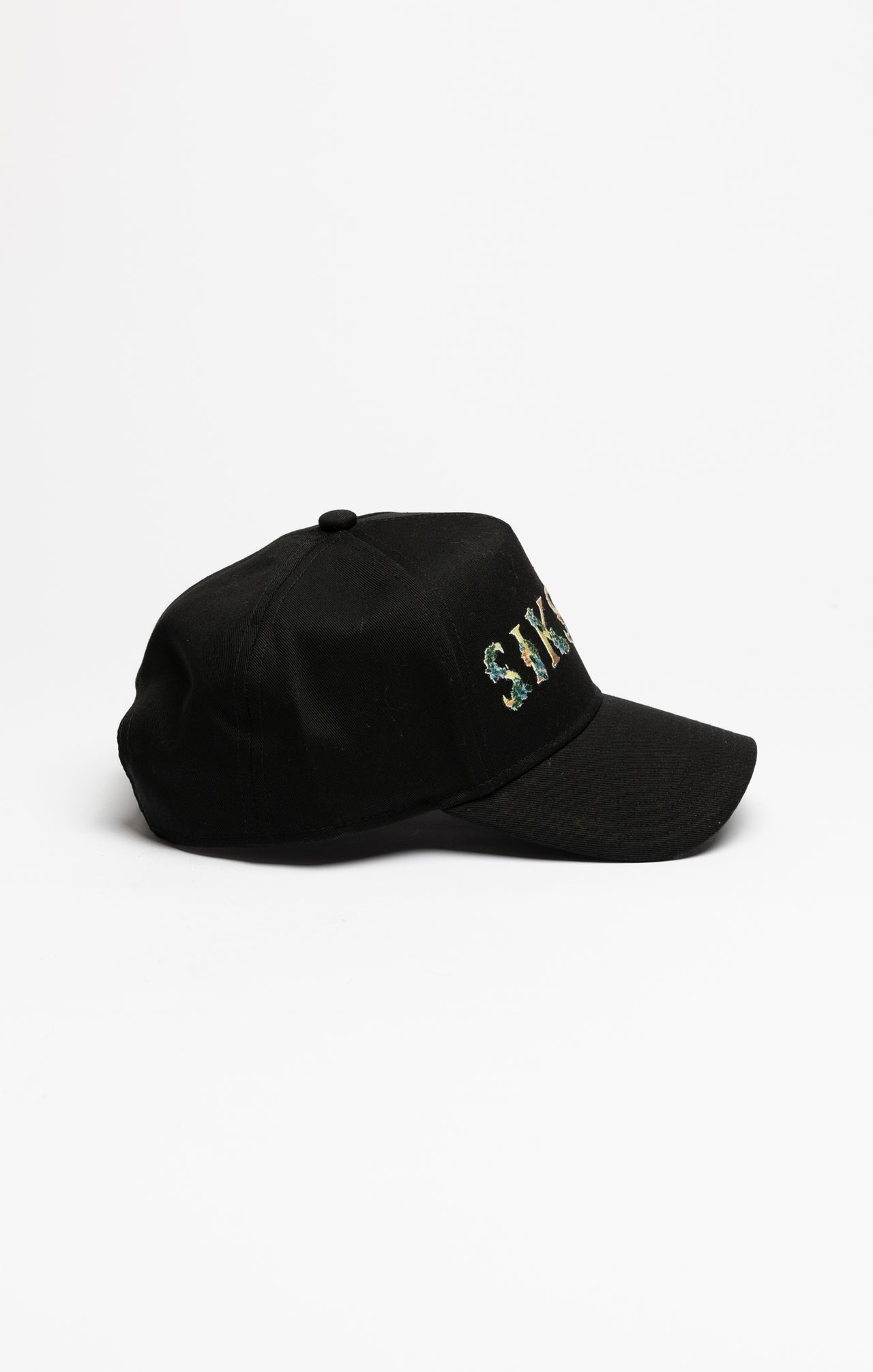 Black Floral Embroidery Trucker Cap (1)