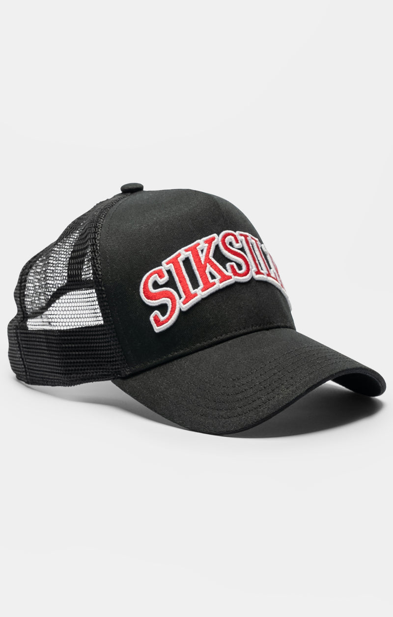 Black Mesh Shadow Logo Trucker Cap (1)