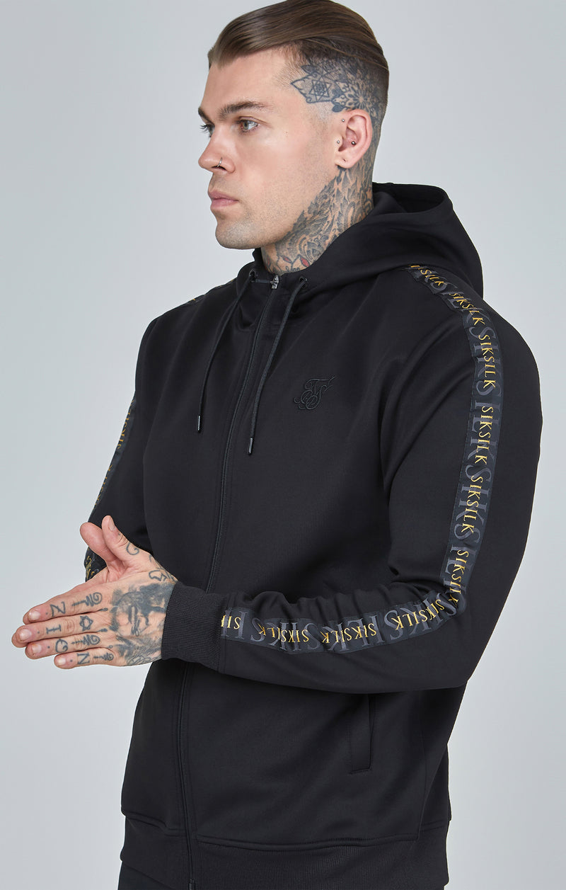 Black Gold Taped Zip-Thru Hoodie
