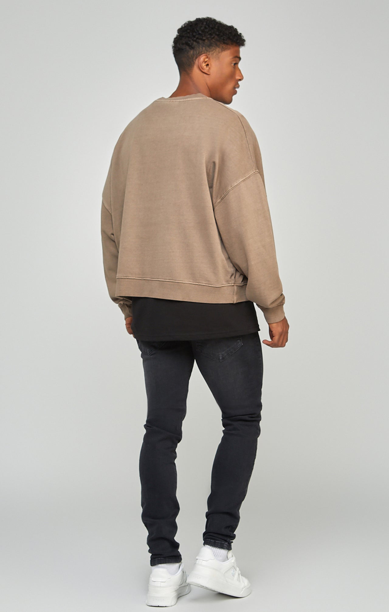Brown Garment Dyed Boxy Fit Sweatshirt (4)