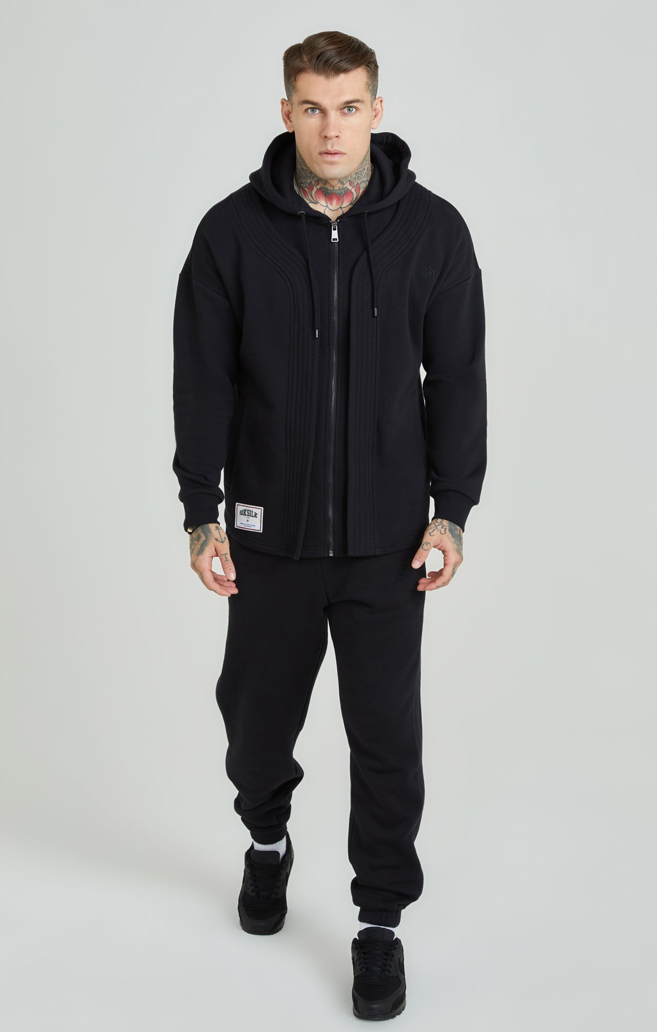 Black Dual Layer Baseball Zip-Thru Hoodie (1)