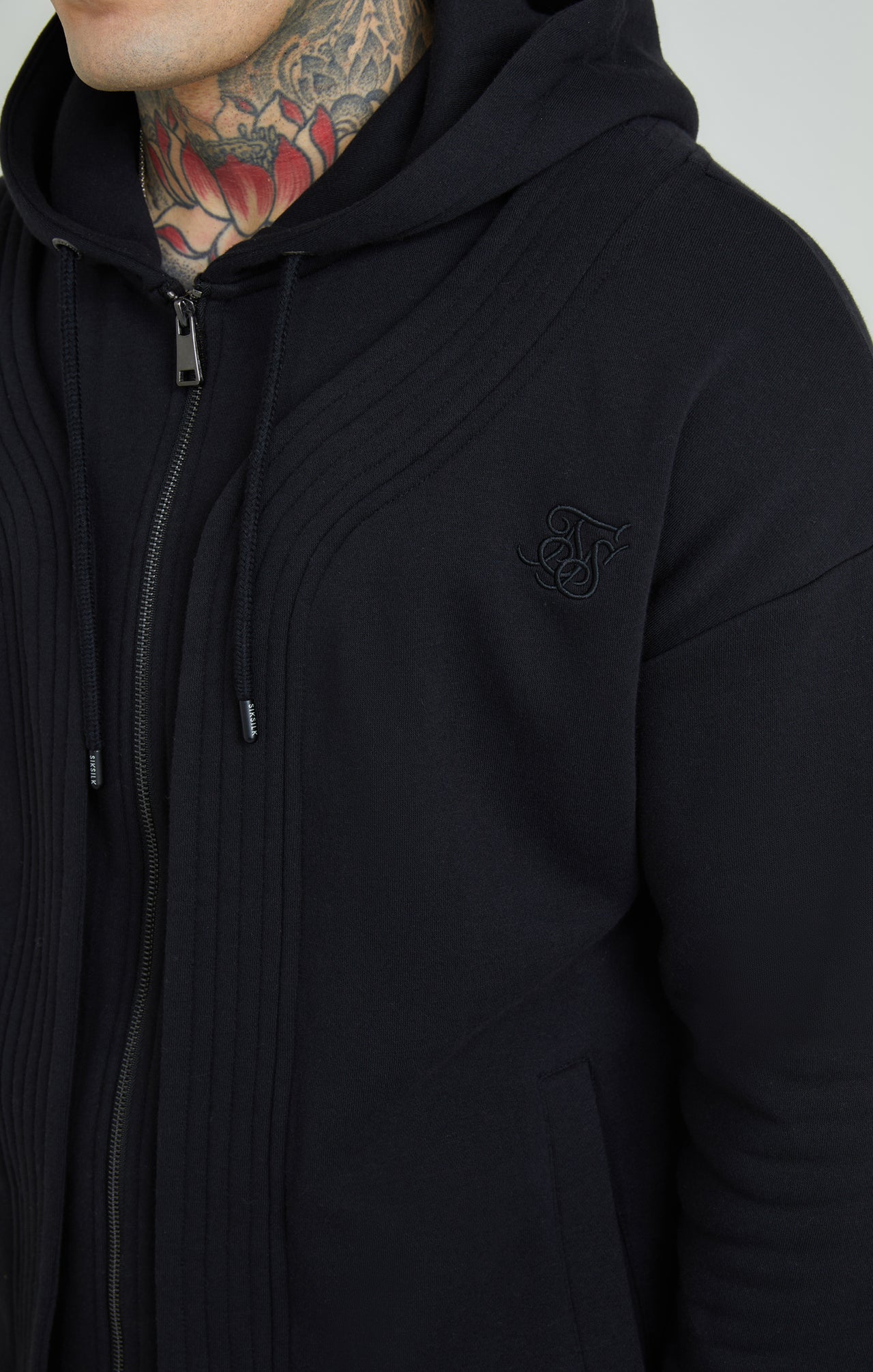 Black Dual Layer Baseball Zip-Thru Hoodie (2)