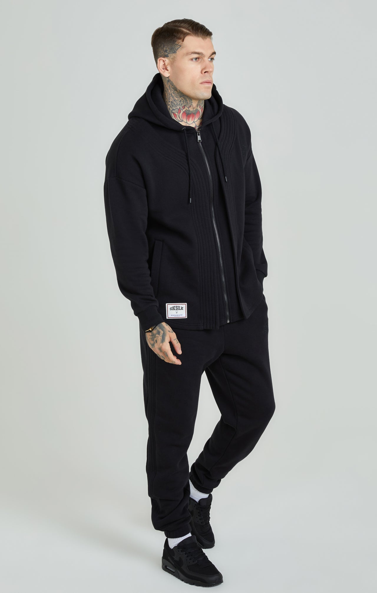 Black Panelled Relaxed Fit Joggers (1)