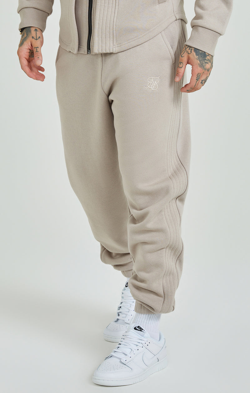 Beige Panelled Relaxed Fit Joggers