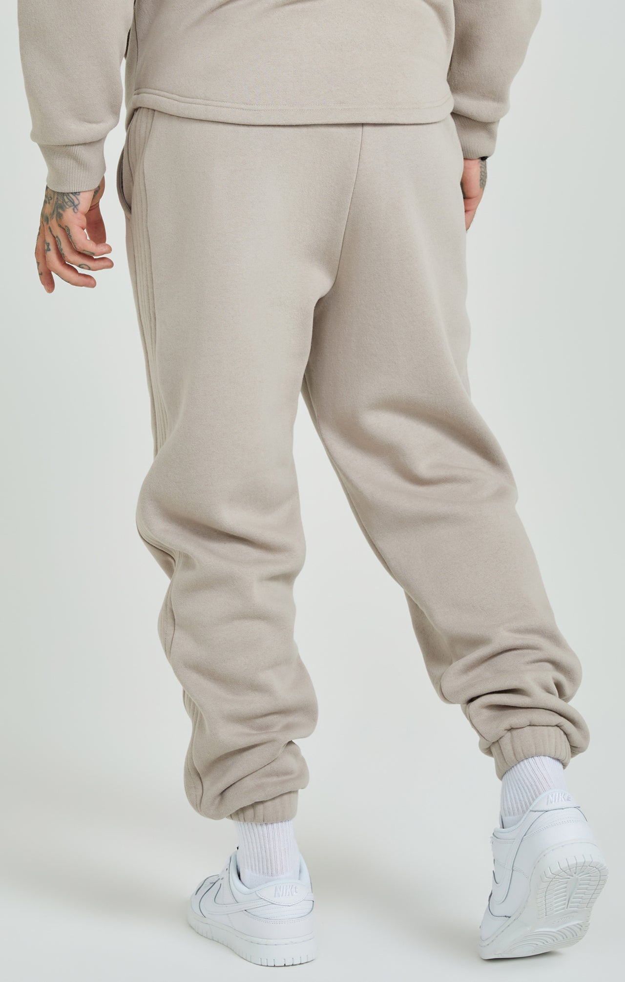 Beige Panelled Relaxed Fit Joggers (3)