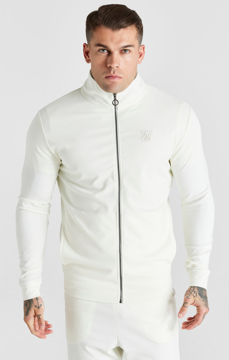 Ecru Funnel Neck Zip Thru