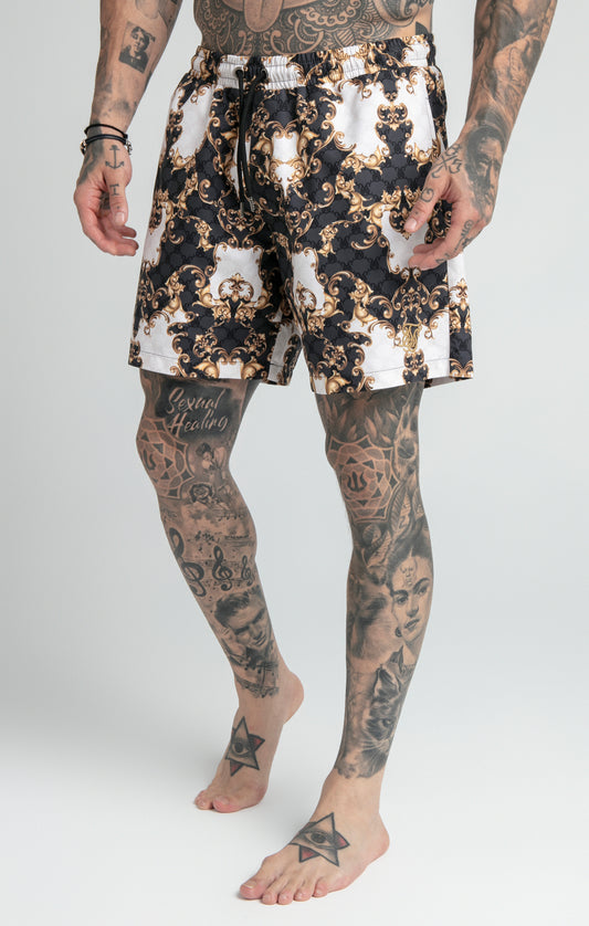 Black White Venetian Swim Short