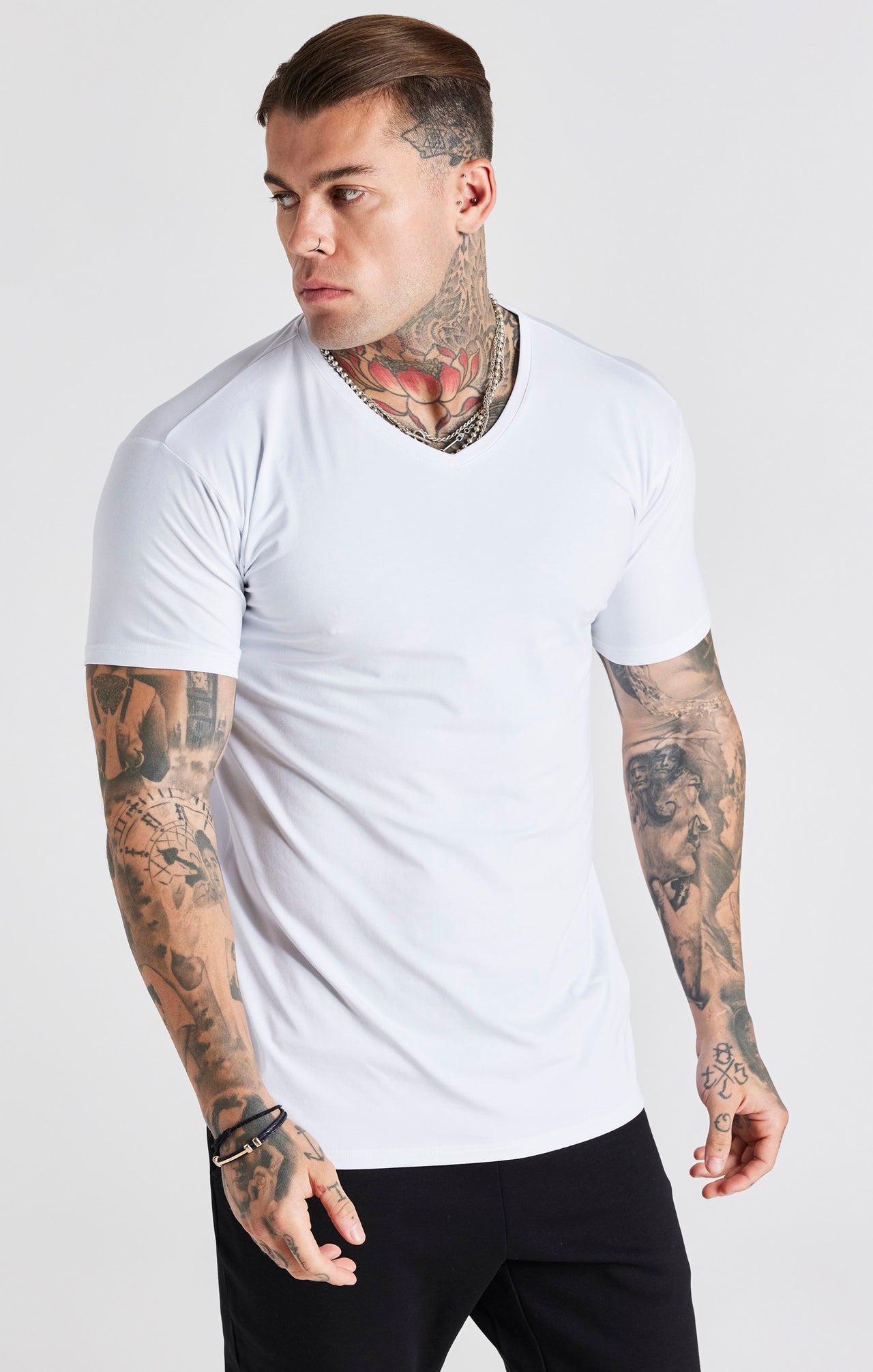 White And Grey Twin Pack V-Neck T-Shirt (1)