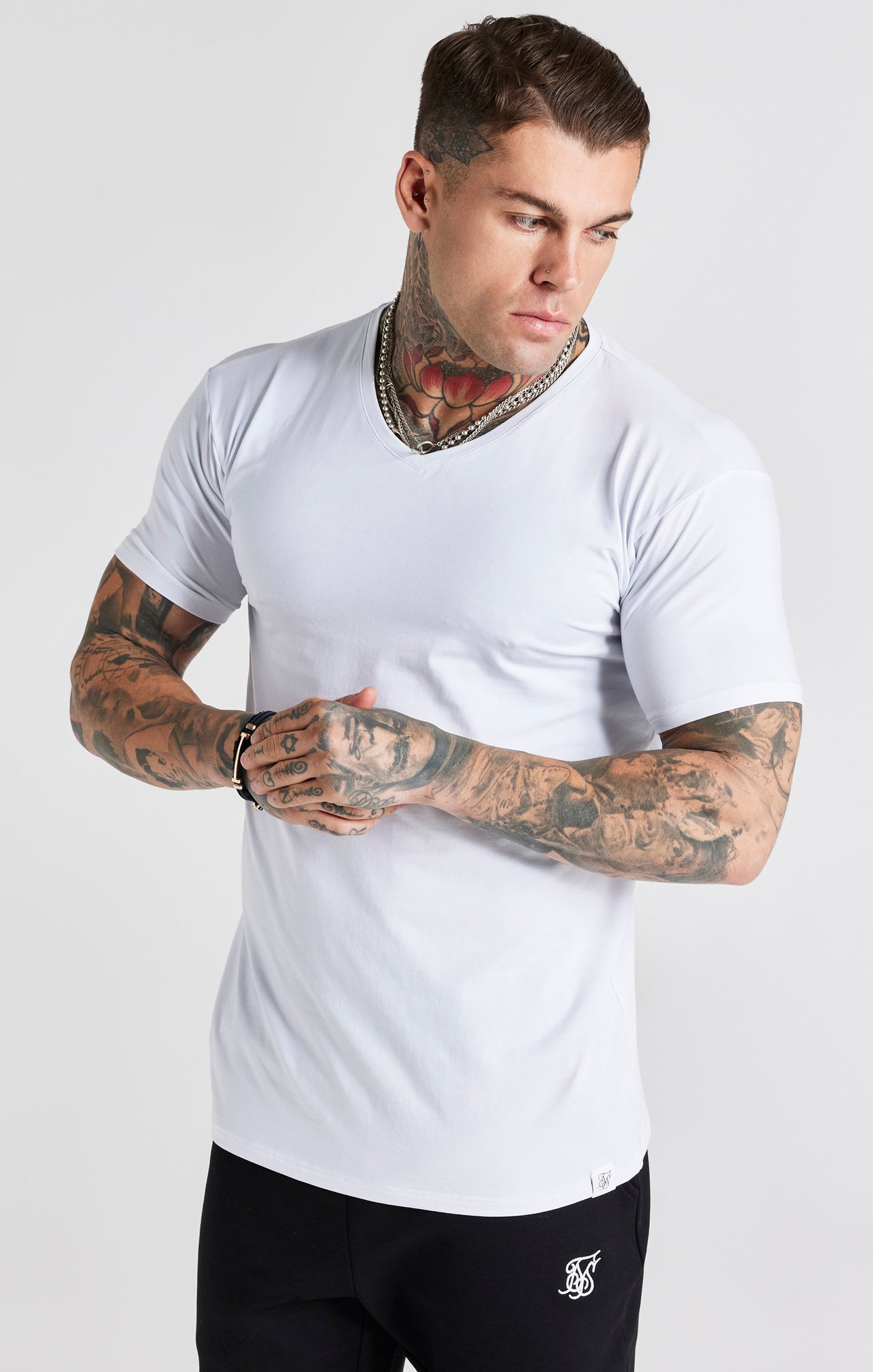 White And Grey Twin Pack V-Neck T-Shirt (4)