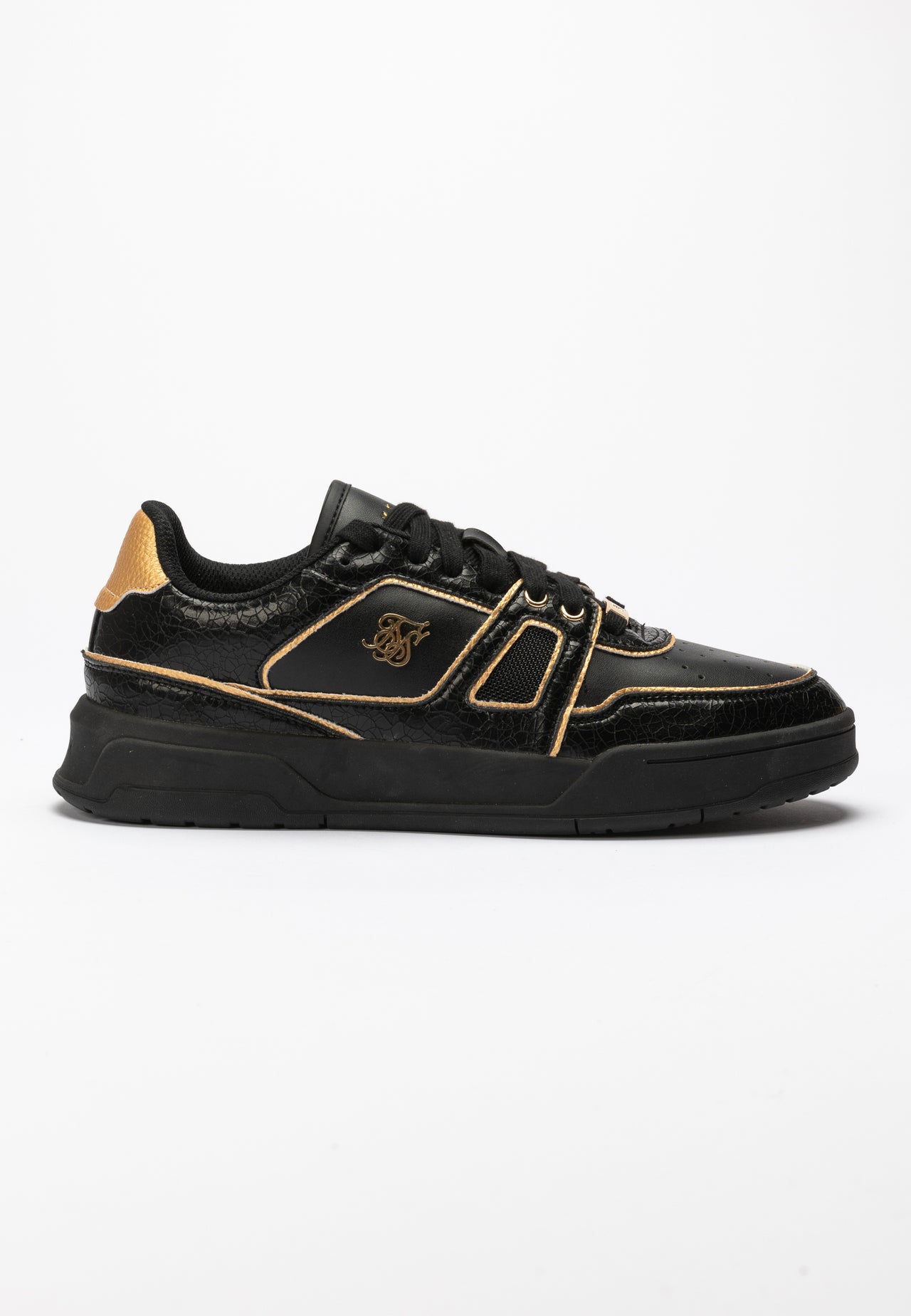 Black And Gold Trimmed Low Top Court Trainer