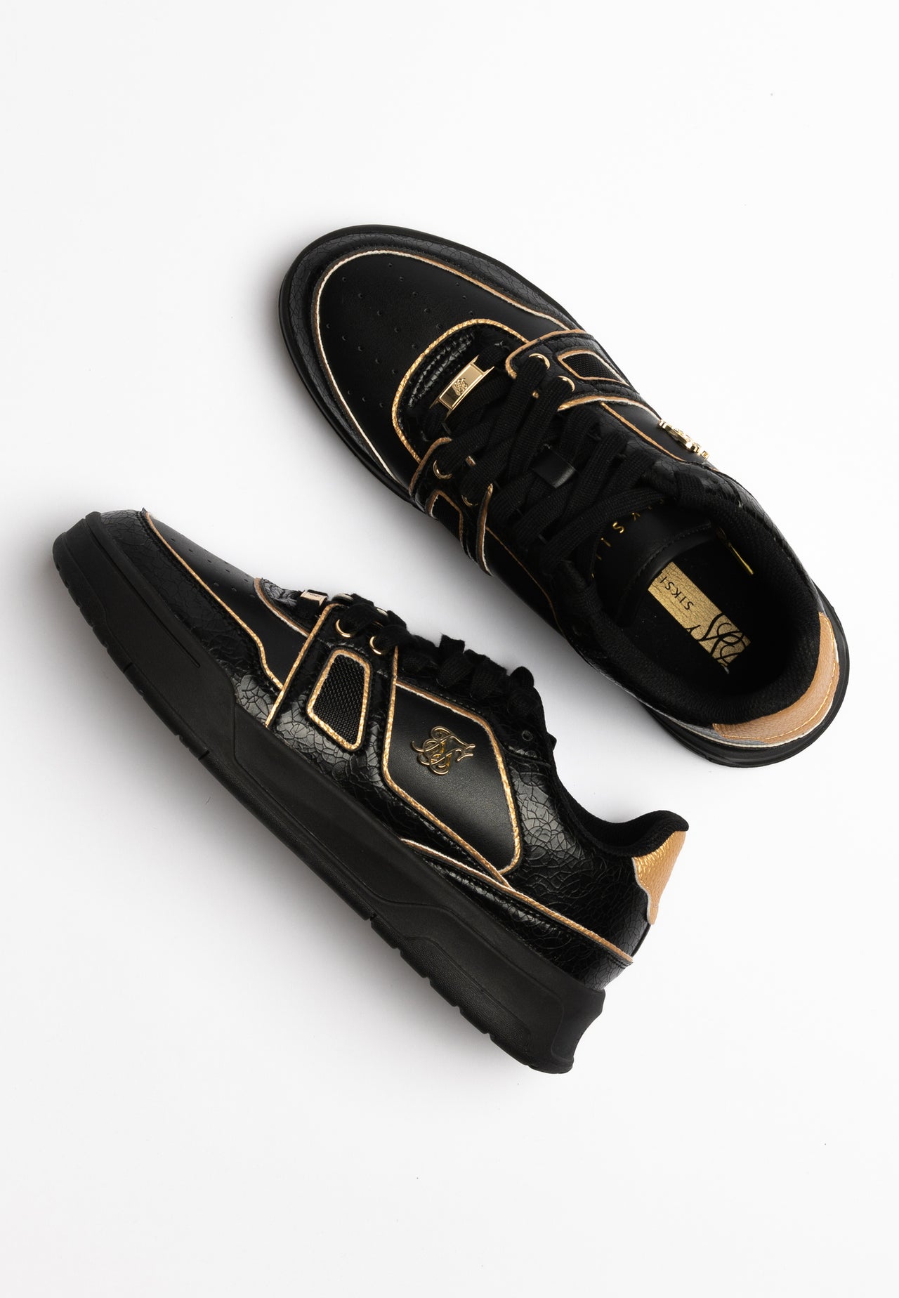 Black And Gold Trimmed Low Top Court Trainer (7)