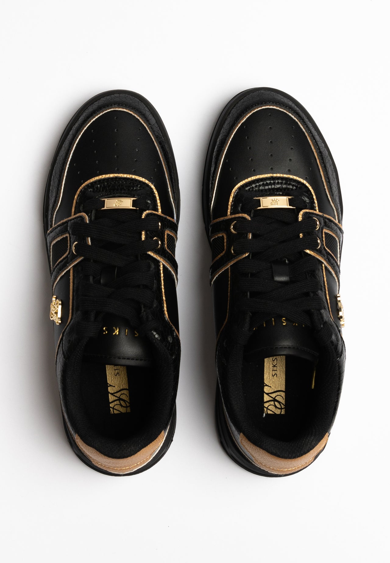 Black And Gold Trimmed Low Top Court Trainer (8)