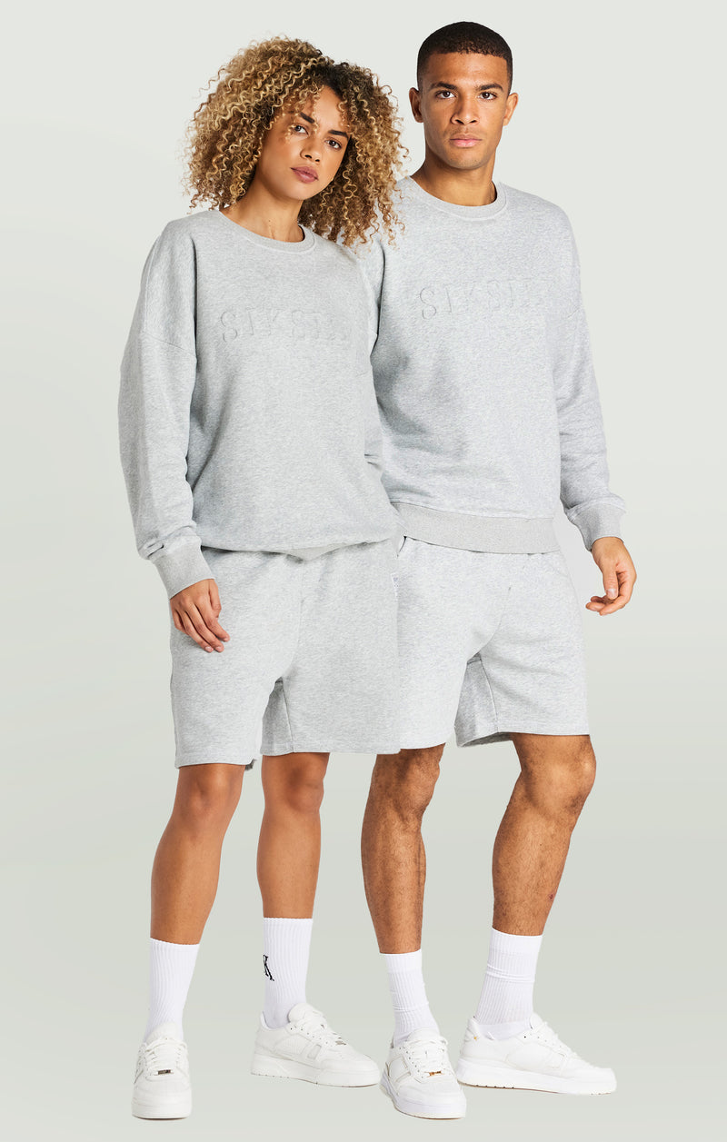 Grey Marl Embossed Crew Sweatshirt