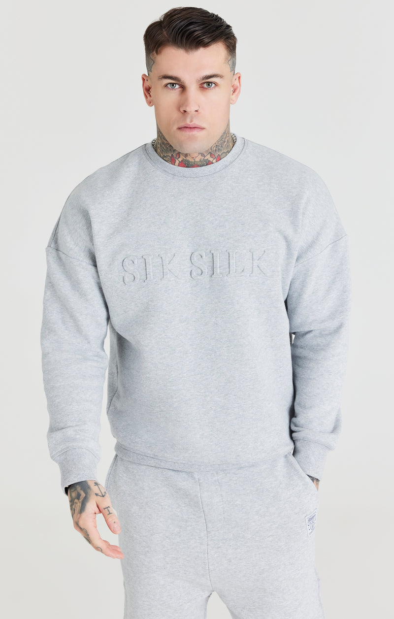 Grey Marl Embossed Crew Sweatshirt (1)
