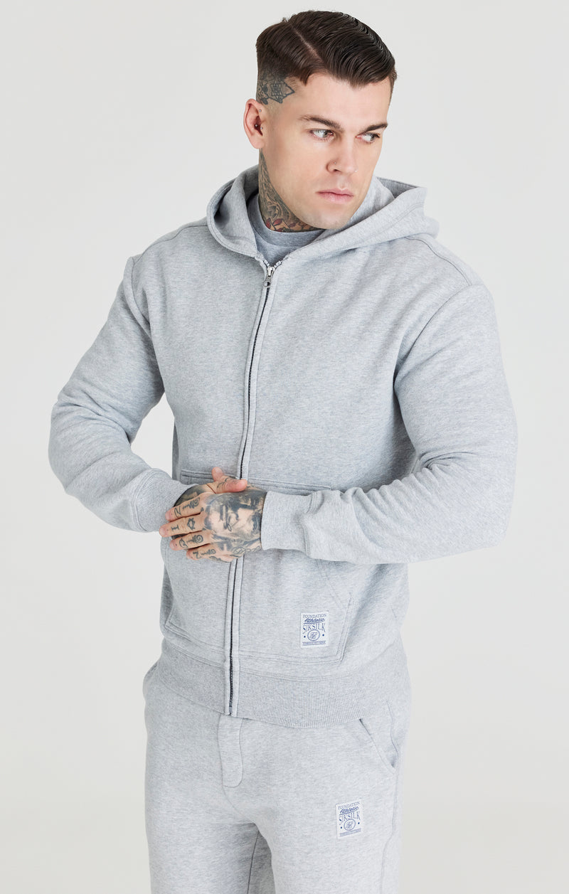 Grey Foundation Zip Through Hoodie