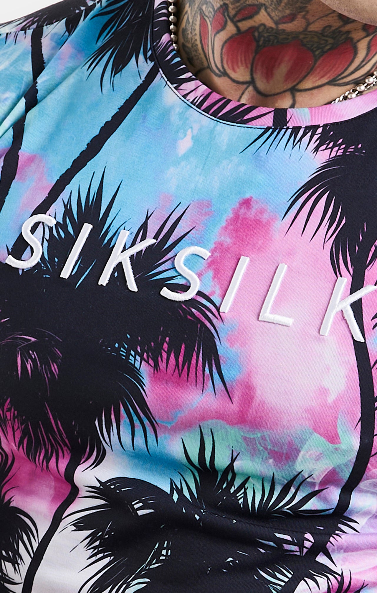 SikSilk Palm Tee - Black & Pink (1)