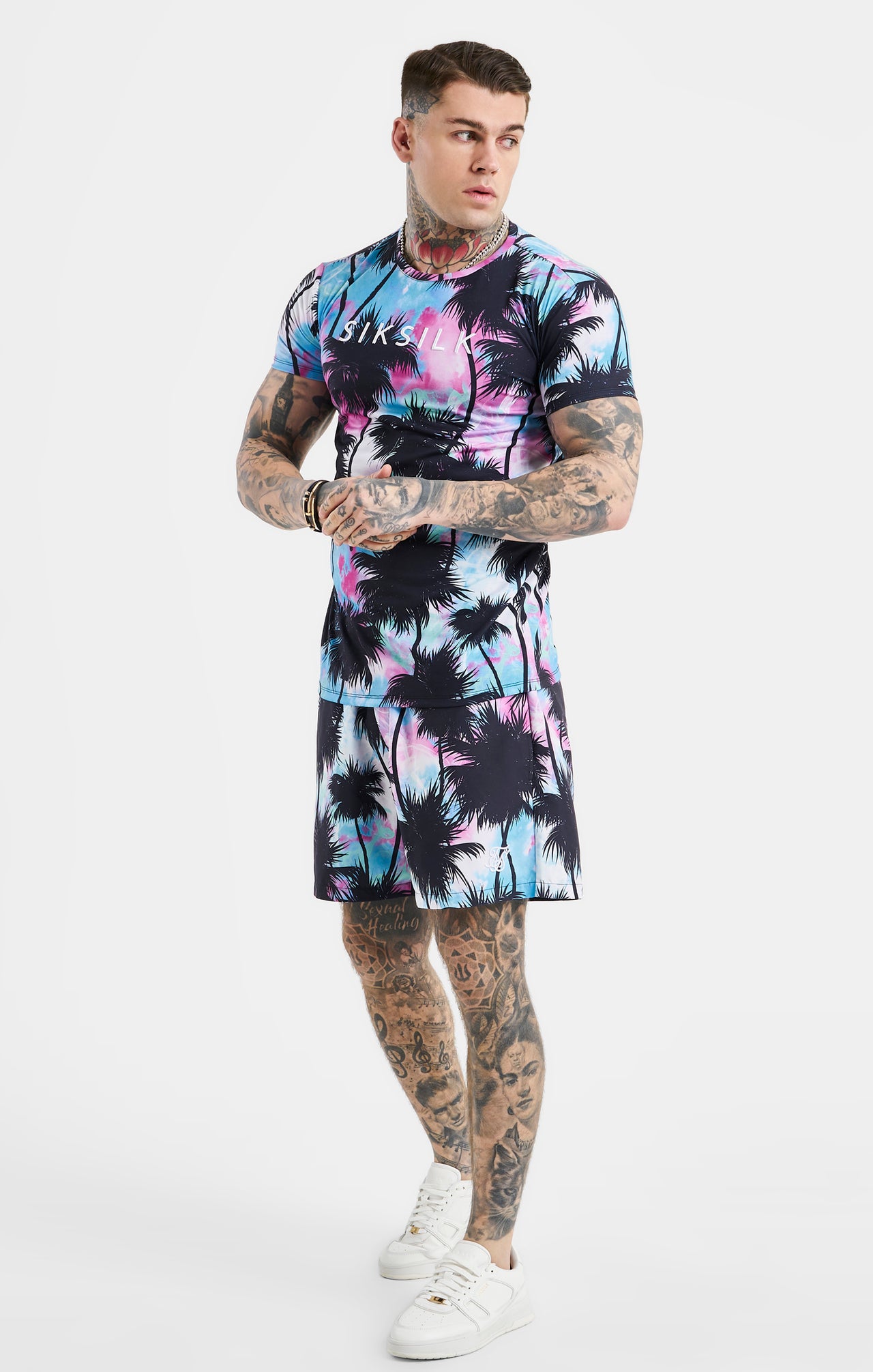 SikSilk Palm Tee - Black & Pink (2)