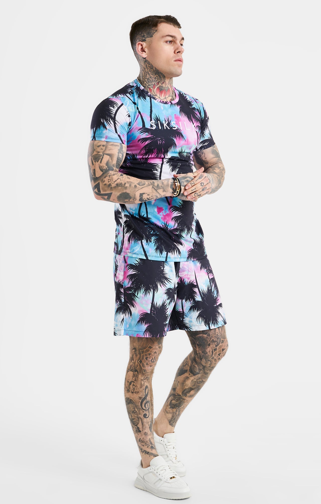 SikSilk Palm Tee - Black & Pink (3)