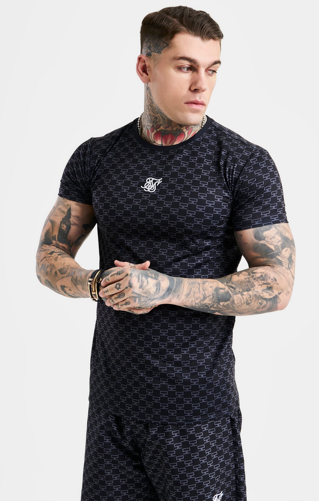 SikSilk Monogram Tee - Black