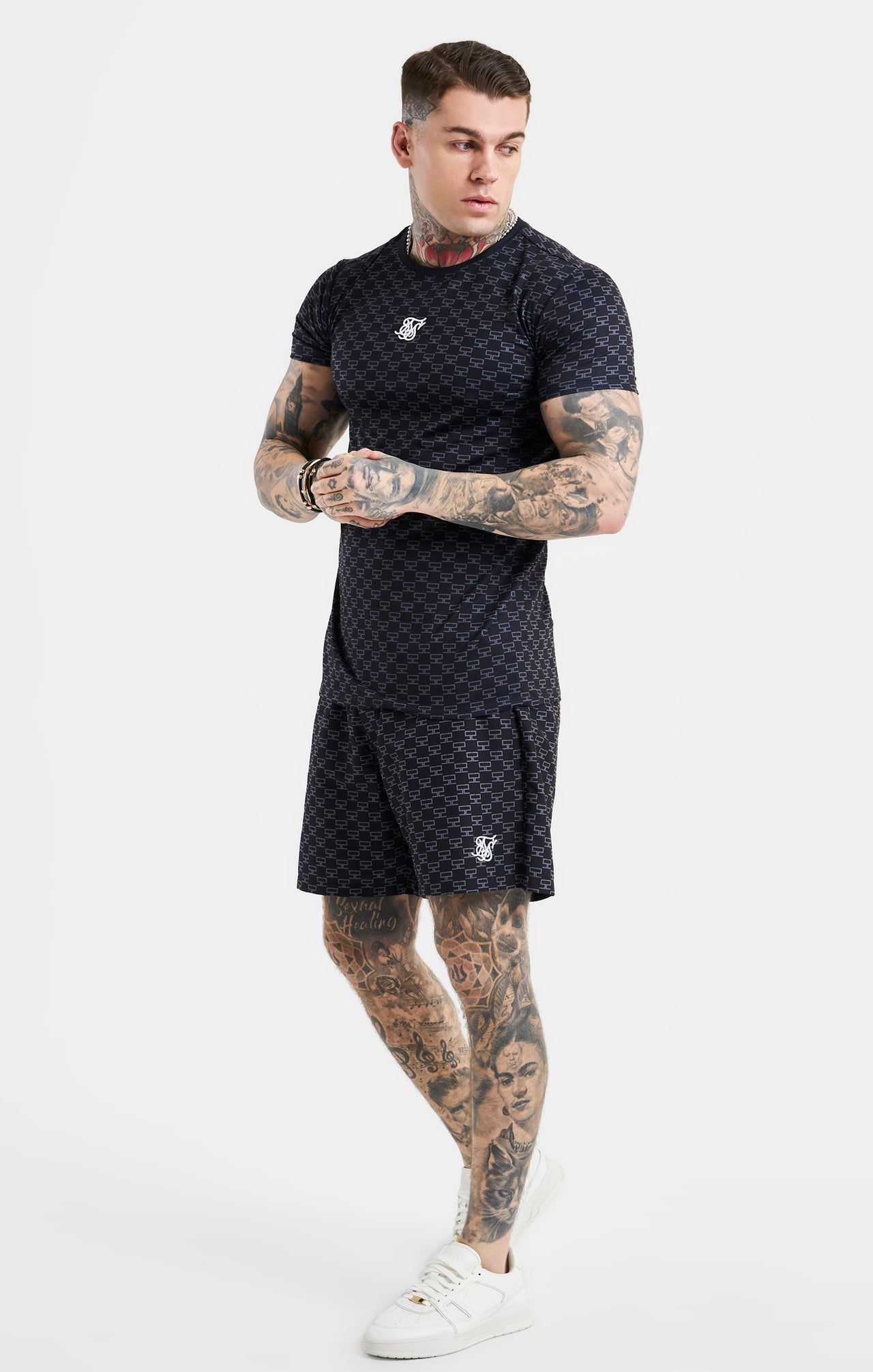 SikSilk Monogram Tee - Black (3)