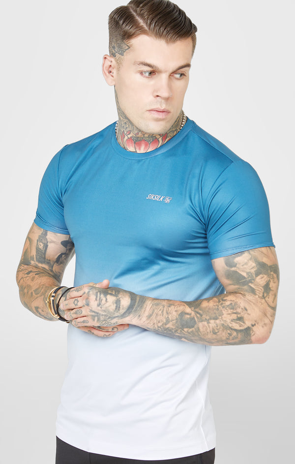 Teal Sports Fade Muscle Fit T-Shirt