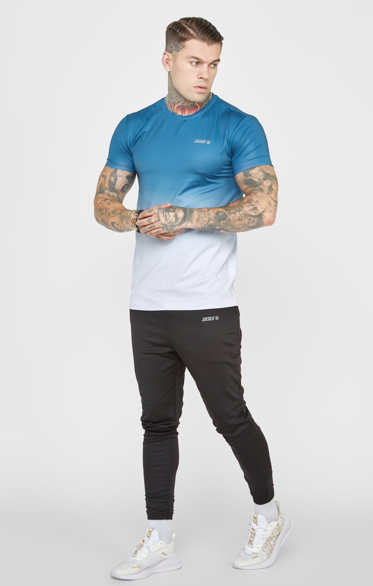 Teal Sports Fade Muscle Fit T-Shirt (2)