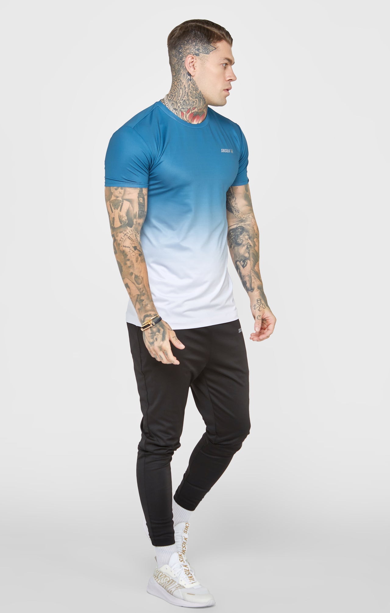 Teal Sports Fade Muscle Fit T-Shirt (3)