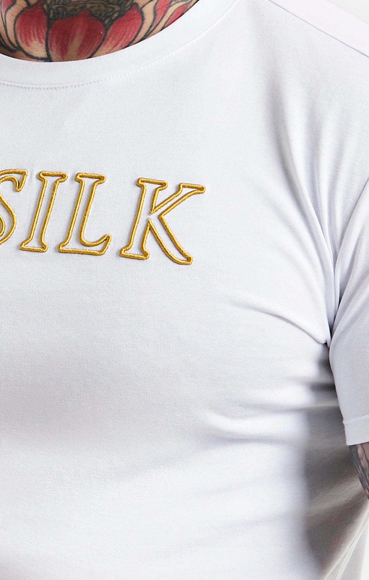 White SikSilk Logo Muscle Fit T-Shirt (1)