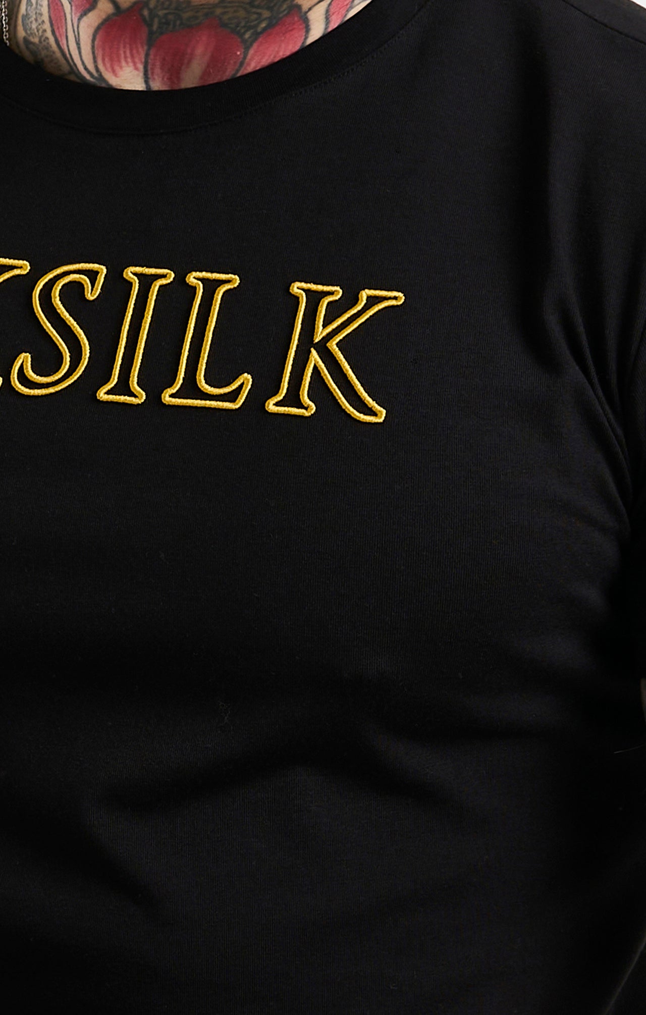 Black SikSilk Logo Muscle Fit T-Shirt (1)