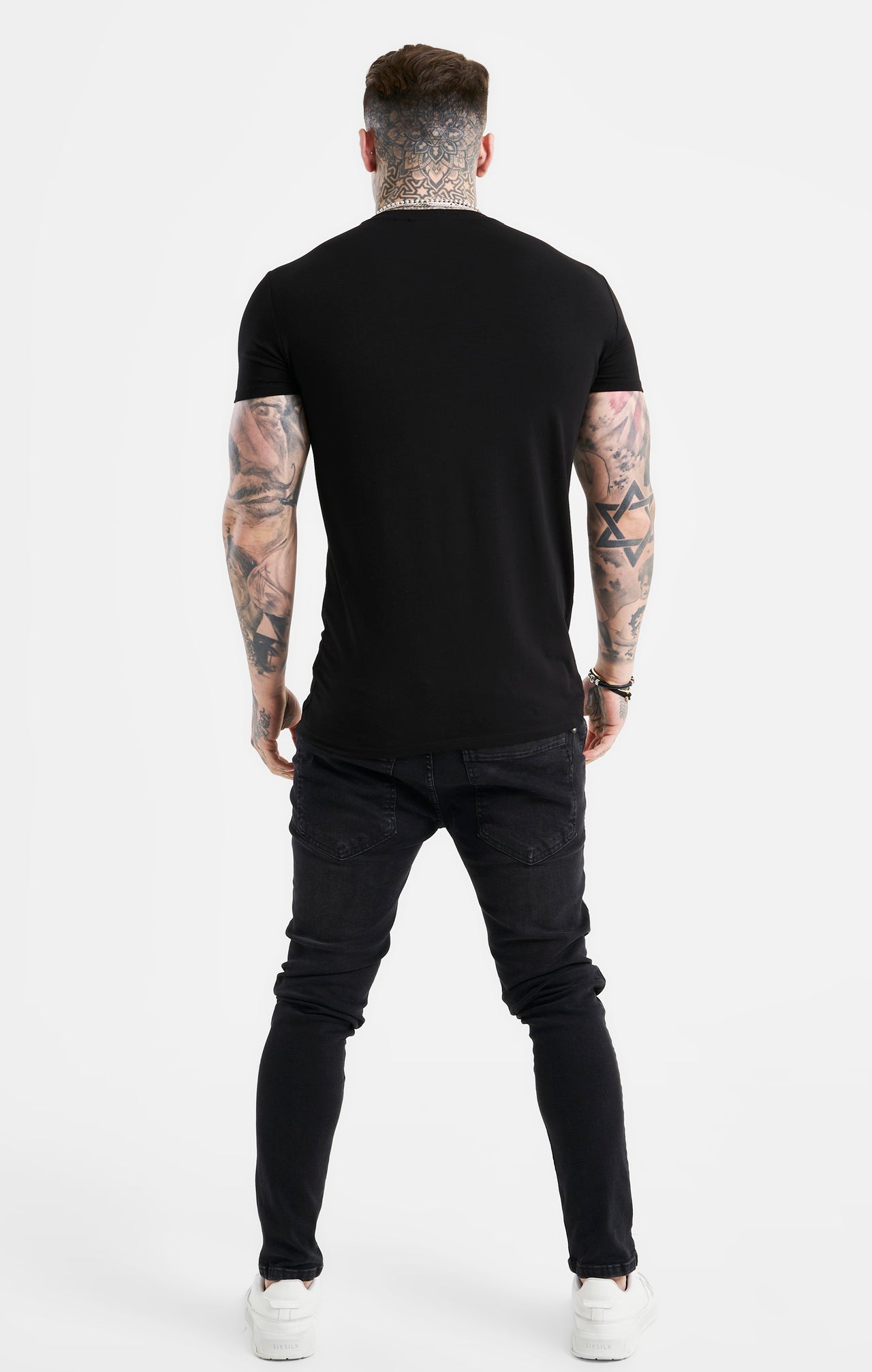 Black SikSilk Logo Muscle Fit T-Shirt (4)
