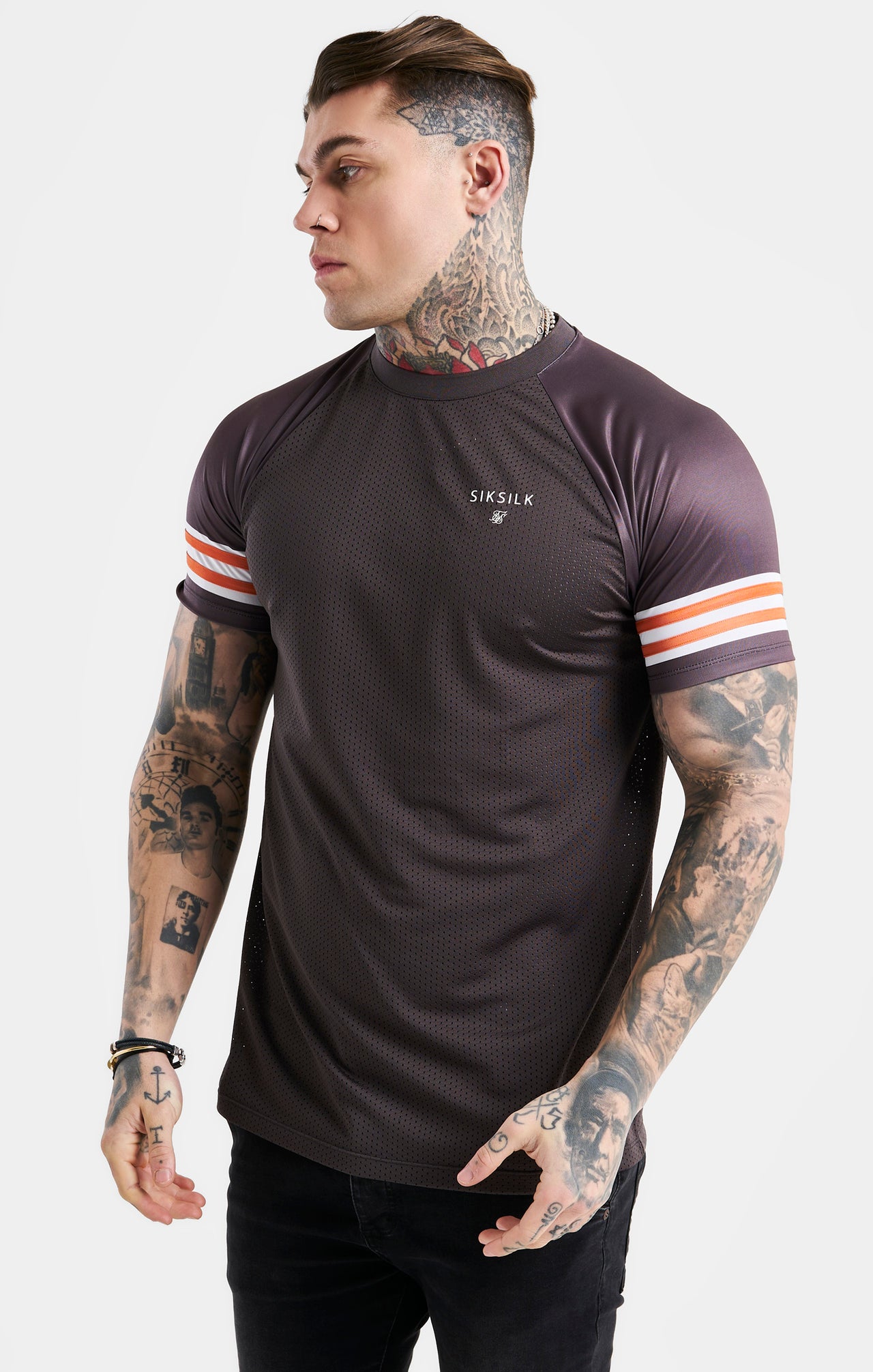 SikSilk Mesh Sport T-Shirt - Brown & Orange (5)