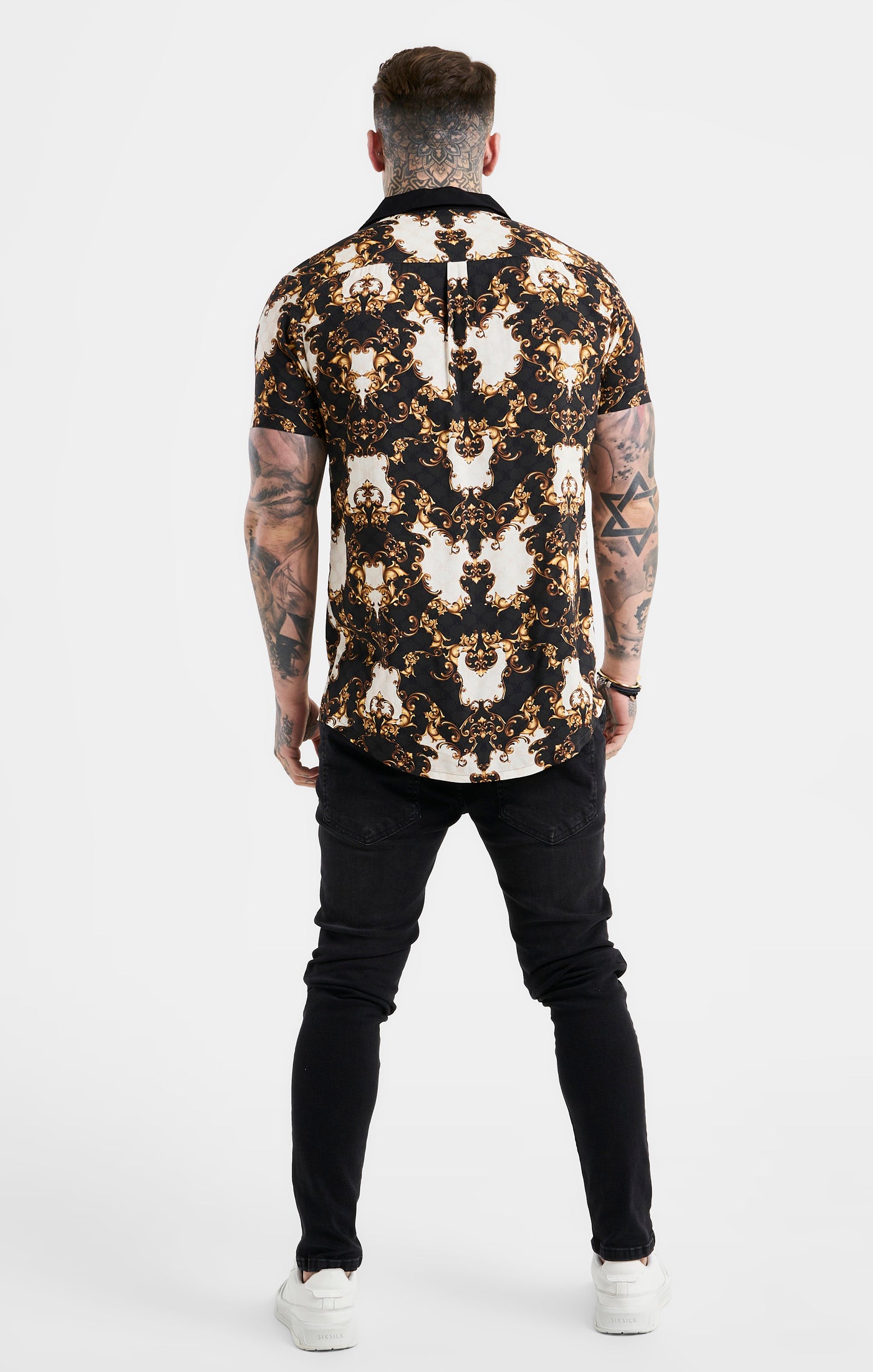 Black Gold Print Oversized Shirt