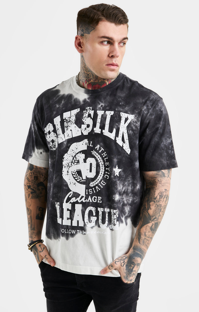 Black Varsity Print Oversized T-Shirt